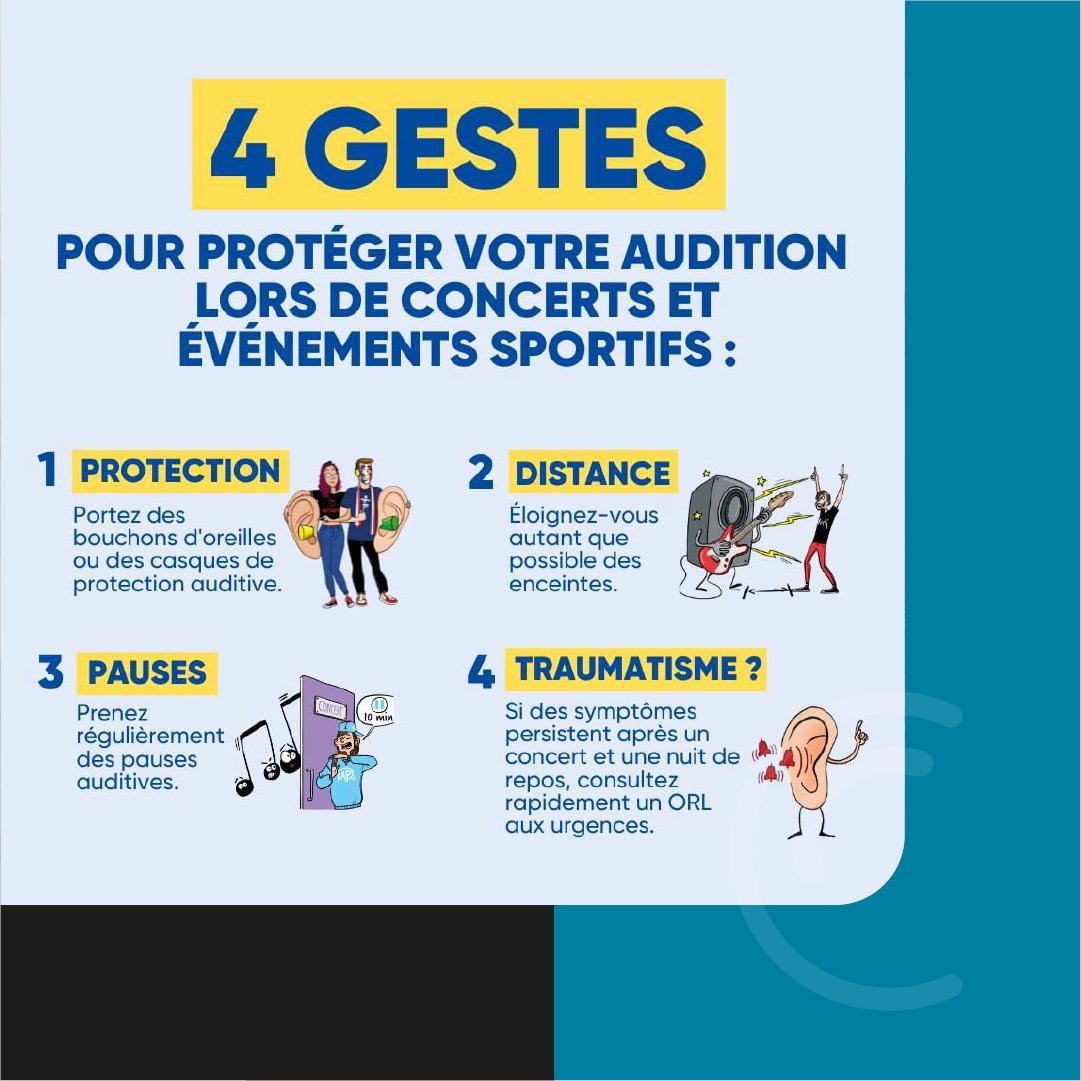 ICornuau's tweet photo. 🌞 Cet été, entre concerts, festivals et @Paris2024, n'oubliez pas de protéger votre audition !
Voici quelques astuces simples pour profiter pleinement tout en préservant notre bien-être auditif 👂
© @jna_association
#protectionauditive #concerts #festival #jeuxolympiques https://t.co/70YESGGnne