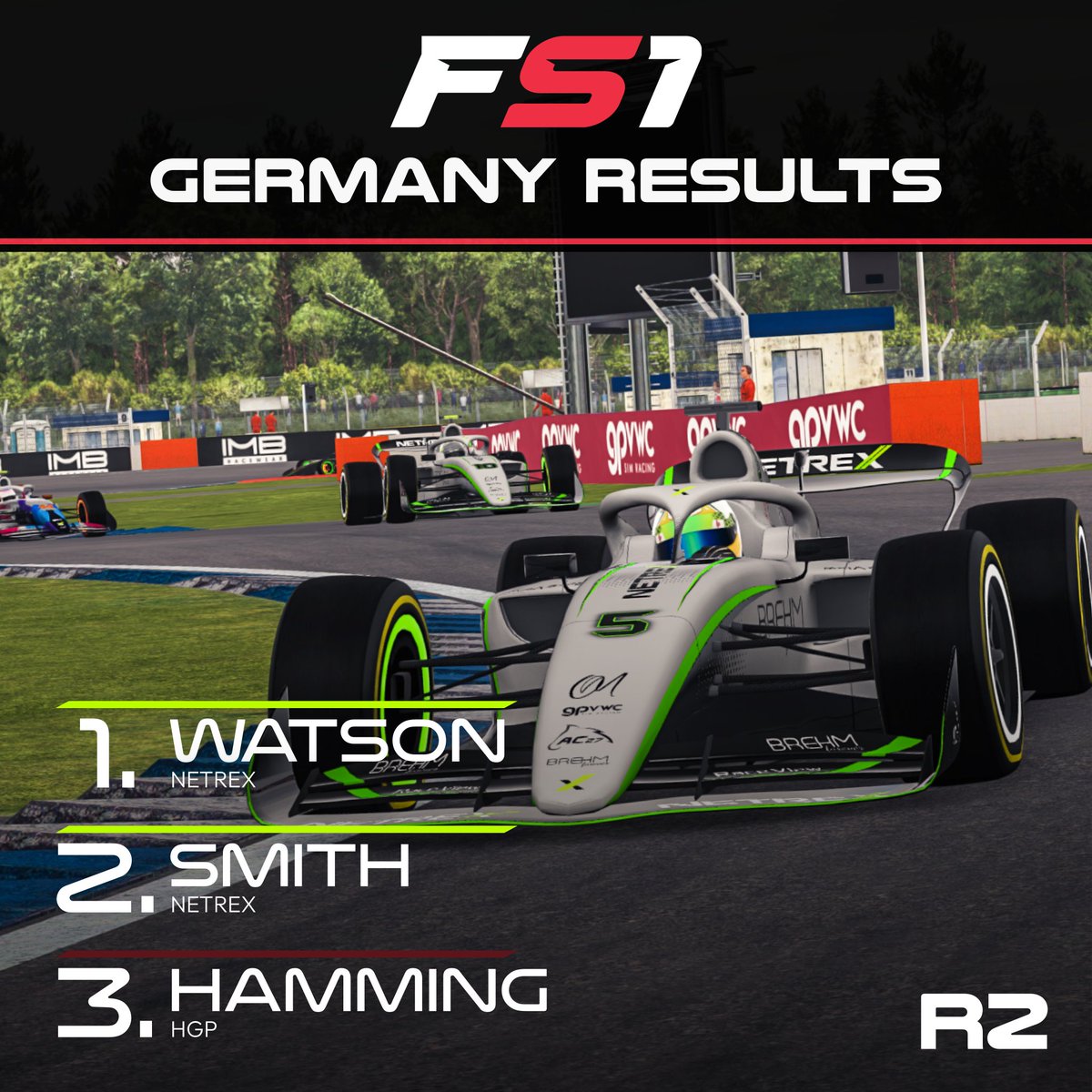 Netrex secures their first win of the season!

#gpvwc #Germangp #simracing #esports #FS1 #rfactor2 #f1 #f2 #f3 #racing