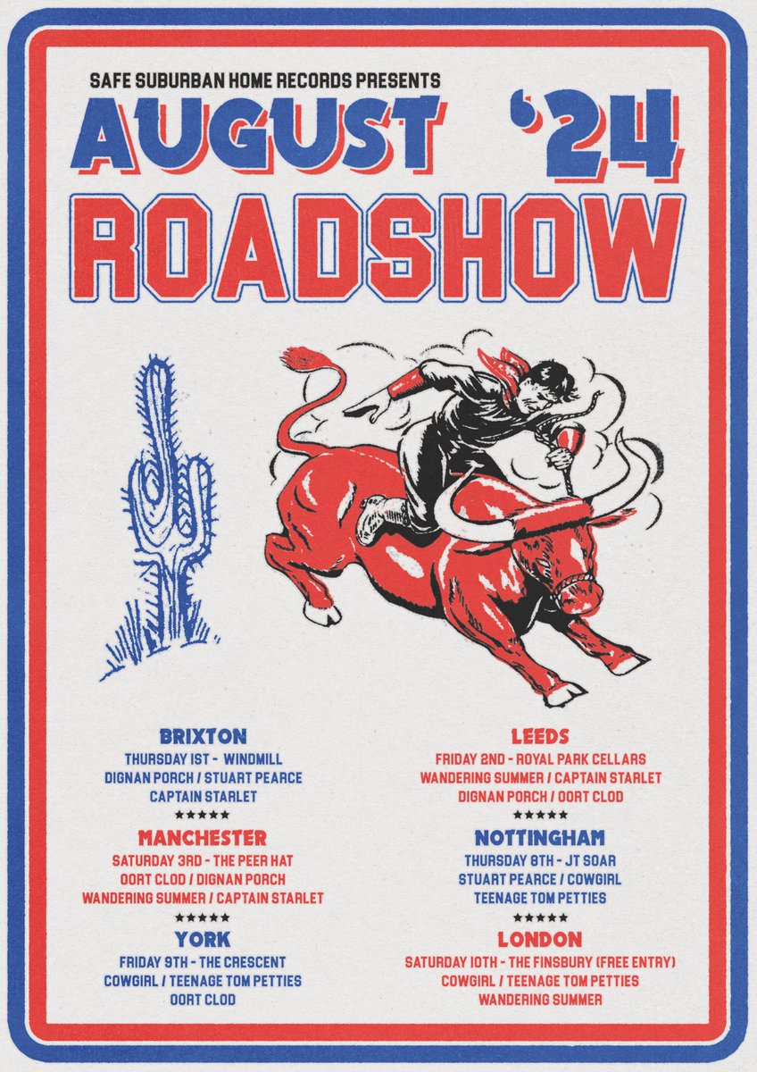 Less than a week before this starts, and only 2 tickets left for <a href="/JTSoar/">JT Soar</a>! <a href="/DignanPorch/">DIGNAN PORCH</a> <a href="/Stu_ART_Pearce/">Stuart Pearce</a> <a href="/captain_starlet/">Captain Starlet</a> <a href="/GeddyLaurance/">Geddy Laurance and the Wandering Summer</a> @cowgirlband <a href="/TeenTomPetties/">Teenage Tom Petties</a> Oort Clod would like to see your lovely faces. Ticket link in bio