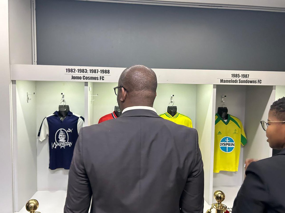 EducationGP1's tweet photo. [IN PICTURES]: @EducationGP1 &amp; @GautengSACR MEC @matomekopano took a tour of the Pitso Mosimane Museum at FNB Stadium today during the celebration of Dr. Pitso Mosimane’s (@TheRealPitso) honorary doctorate &amp; 60th birthday.

#GrowingGautengTogether 
#PitsoWeek https://t.co/Rf7vnviOsc