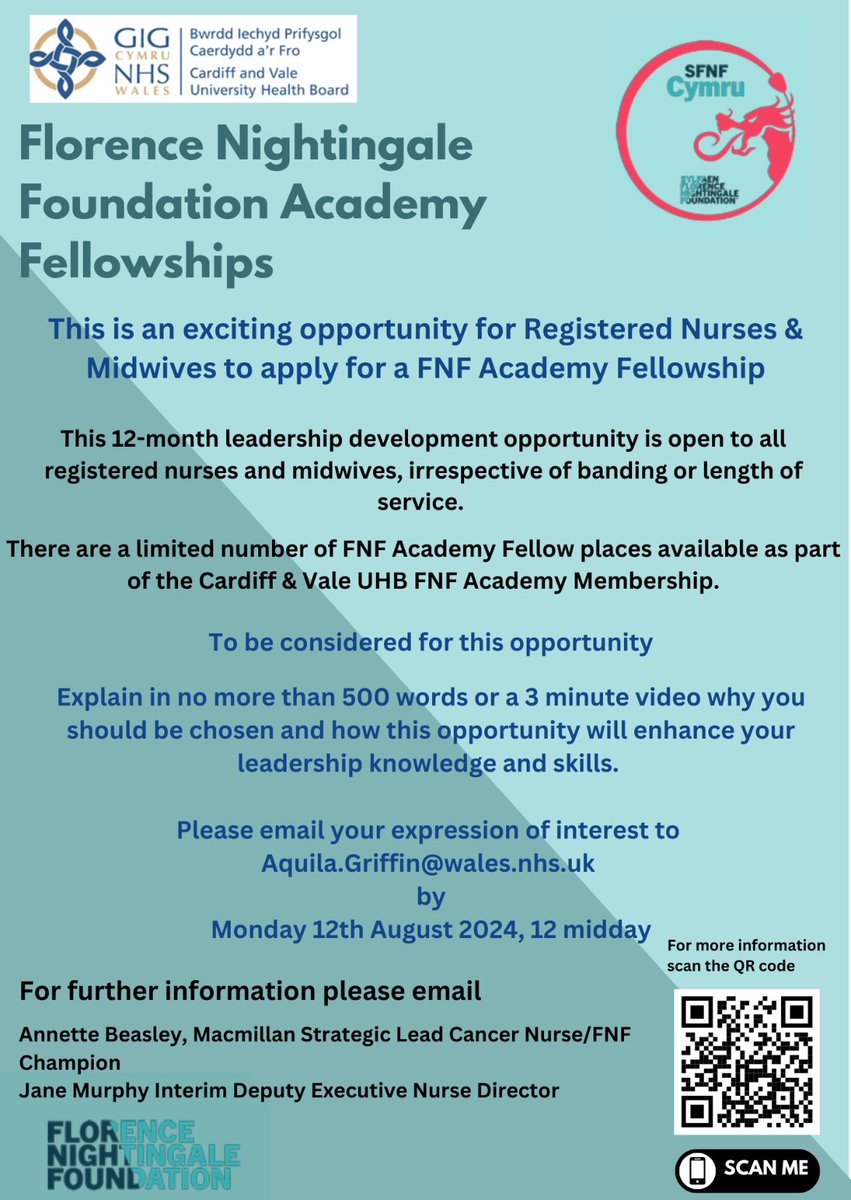 Annette π (@nettiebeasley67) on Twitter photo π£ π£ Nurses and Midwives <a href="/CV_UHB/">Cardiff and Vale University Health Board</a> applications are now open for our 2nd cohort of <a href="/FNightingaleF/">Florence Nightingale Foundation</a> Academy Fellows! This is a 12 month leadership development opportunity open to all nurses and midwives <a href="/CV_UHB/">Cardiff and Vale University Health Board</a> irrespective of afc band or length of service! Donβt miss this! π£ π£ Nurses and Midwives <a href="/CV_UHB/">Cardiff and Vale University Health Board</a> applications are now open for our 2nd cohort of <a href="/FNightingaleF/">Florence Nightingale Foundation</a> Academy Fellows! This is a 12 month leadership development opportunity open to all nurses and midwives <a href="/CV_UHB/">Cardiff and Vale University Health Board</a> irrespective of afc band or length of service! Donβt miss this!