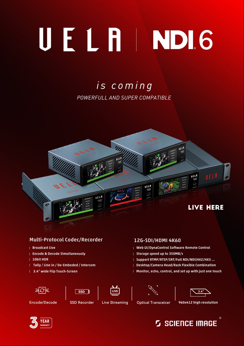 Please stop by our good partner 3D Storm’s booth at IBC 2024 to explore the infinite possibilities of NDI 6 10-bit video streaming and multi-protocol recording!

Hall 7 – Stand 7.C05
Free Invitation Code: IBC6441
#IBC2024 #3DStorm #NDI #ScienceImage #VELA #recoder #SRT #10bit