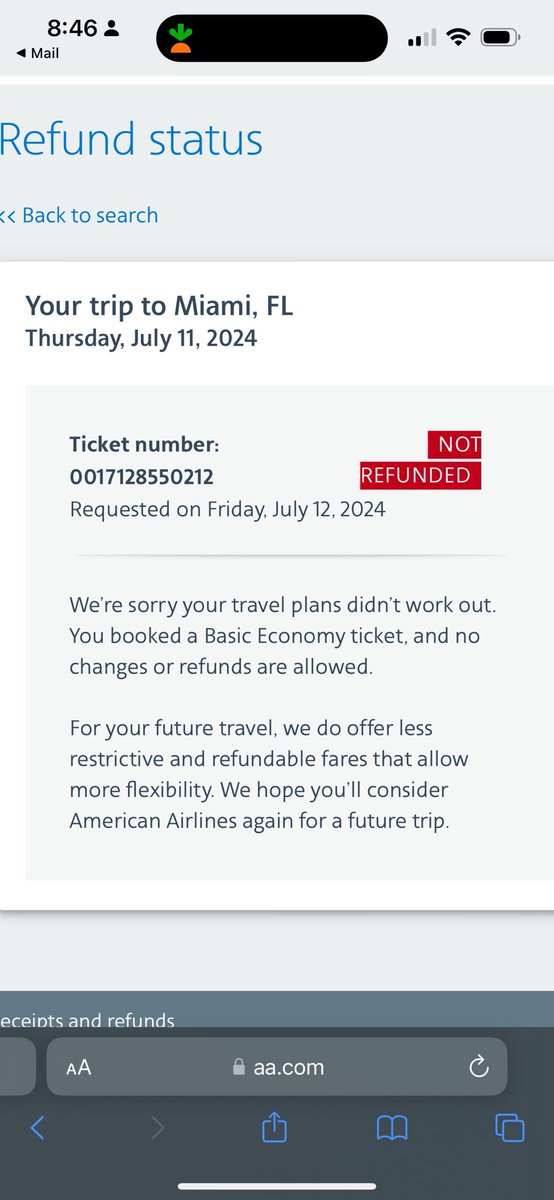 B_malibu93's tweet photo. @AmericanAir my Grandma was induced into a coma the day of this flight you can call the hospital and do a better investigation. But for you not to refund my flight due to me missing it for a serious matter is INSANE! And unethical. https://t.co/EQkcme5ro7