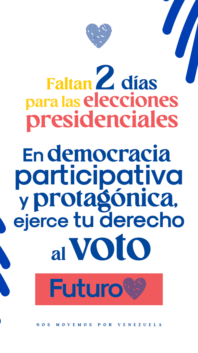 ¡Faltan 2 días para las elecciones presidenciales!

En democracia participativa y protagónica, ejerce tu derecho al voto. 🇻🇪