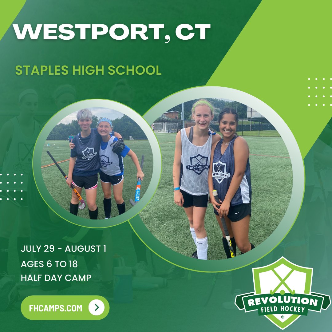 RevoFieldHockey's tweet photo. Interested in field hockey this summer? Join us at Staples High School on July 29-August 1 this Summer and secure your spot!🏑🚨

#RevolutionFieldHockey https://t.co/BNeq6NTaPZ