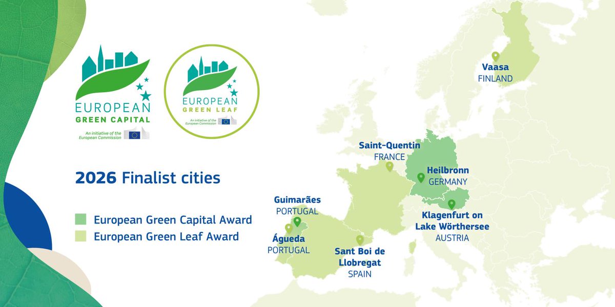 CircularCitiesEU (@circularcityeu) on Twitter photo Congratulations to our signatories Guimarães & Agueda (Portugal) for their nominations for the prestigious 2026 <a href="/EUGreenCapital/">EU Green Capital</a> and #EUGreenLeaf Awards for their #circulareconomy & #sustainability actions!
shorturl.at/vMASv Congratulations to our signatories Guimarães & Agueda (Portugal) for their nominations for the prestigious 2026 <a href="/EUGreenCapital/">EU Green Capital</a> and #EUGreenLeaf Awards for their #circulareconomy & #sustainability actions!
shorturl.at/vMASv