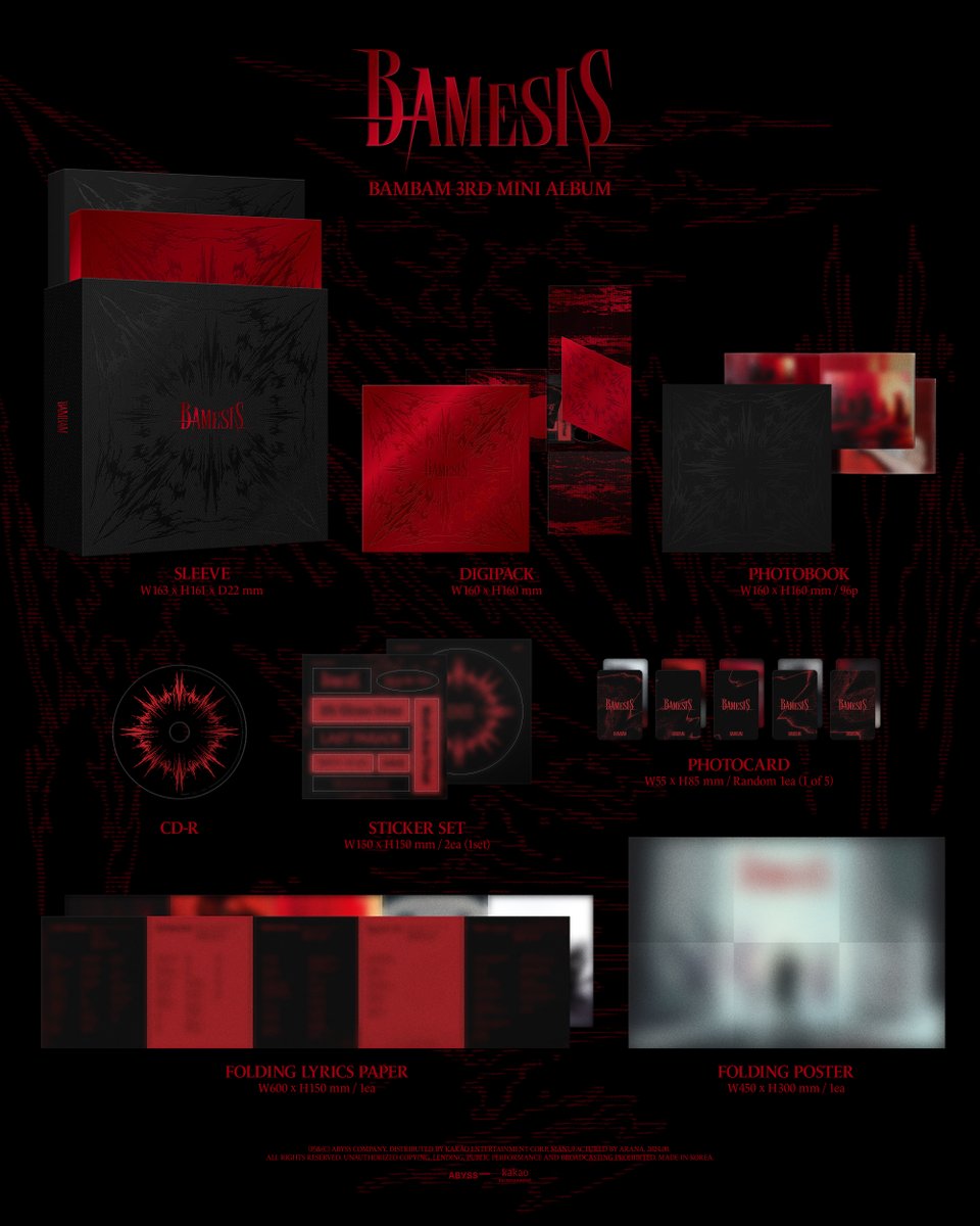 BamBam 3rd Mini Album 『𝐁𝐀𝐌𝐄𝐒𝐈𝐒』
ALBUM PREVIEW

[PRE-ORDER]
📆 2024.07.29 2PM KST ~
📍 온라인 음반 판매처

*각 음반 판매 사이트 URL은 추후 별도 안내 예정입니다.
*판매처에 따라 예약 판매 오픈 시간 차이가 있을 수 있는 점 참고 부탁드립니다.

#BamBam #뱀뱀 
#BAMESIS