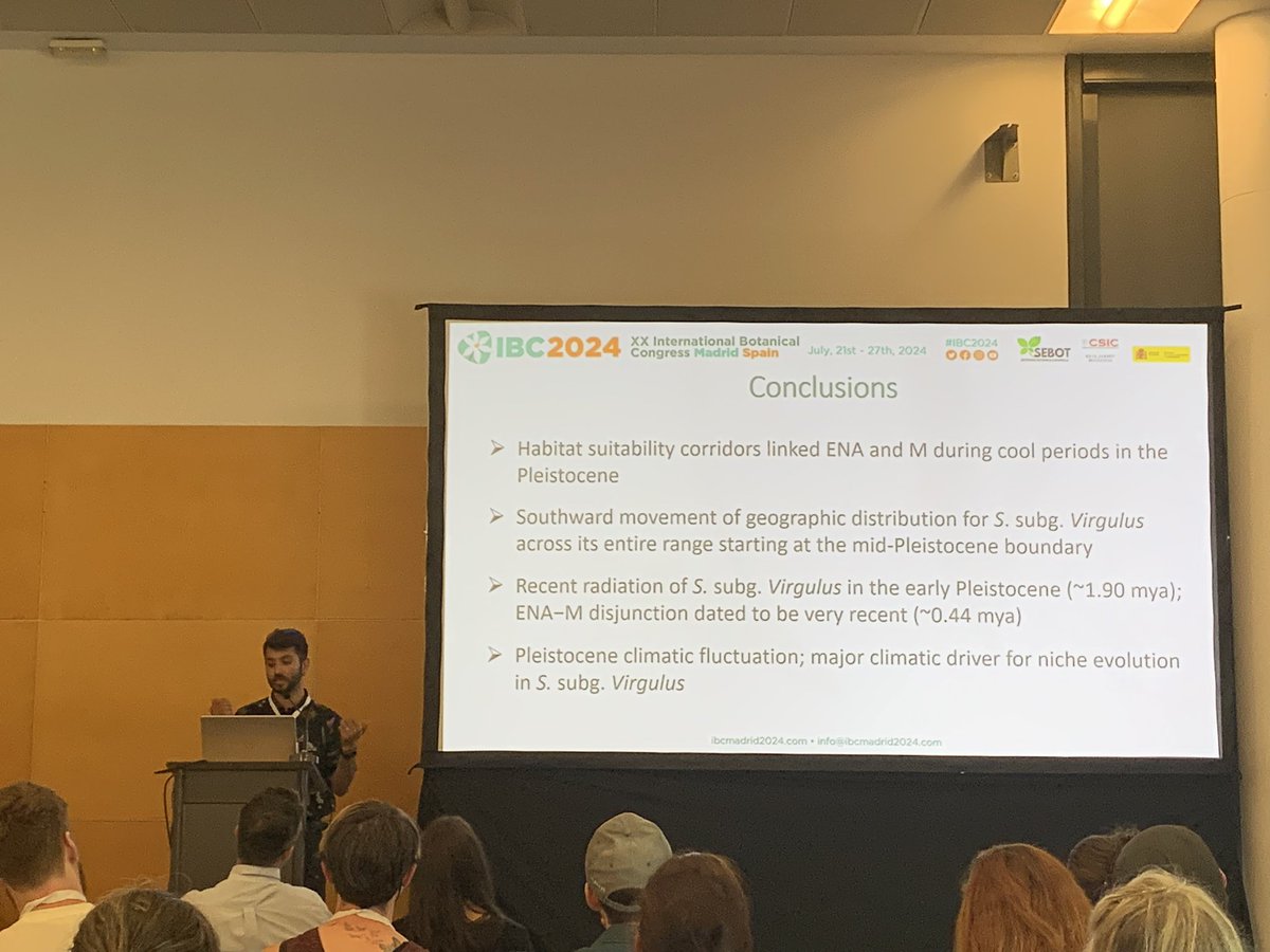 <a href="/D_Sushi1/">Sushil Dahal</a> explores #biogeography of an eastern North America - Mexico #disjunction in Symphiotrichum subgenus Virgulus 

Niche modeling &amp; habitat suitability mapping indicate north&gt;south movement followed by climate-driven niche #evolution in #Pleistocene

#TICA #IBC2024
