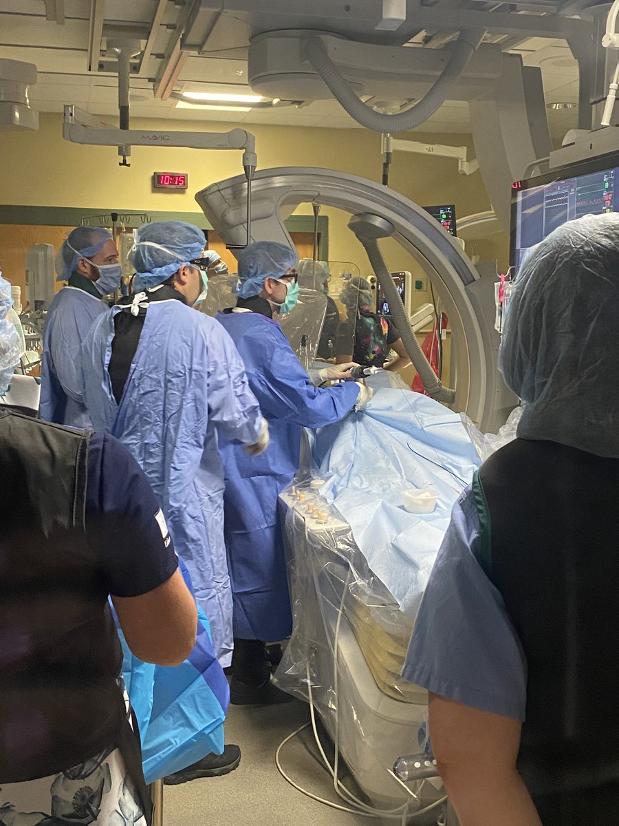 RGHCardFellows's tweet photo. This morning at RGH, Dr. Depta, alongside Dr. Abtahian, Dr. Baibhav, Dr. Corteville, and Dr. Feitell, performed the region's first implantation of the EVOQUE transcatheter tricuspid valve replacement system (TTVR). GO TEAM! https://t.co/pwAzz7098v