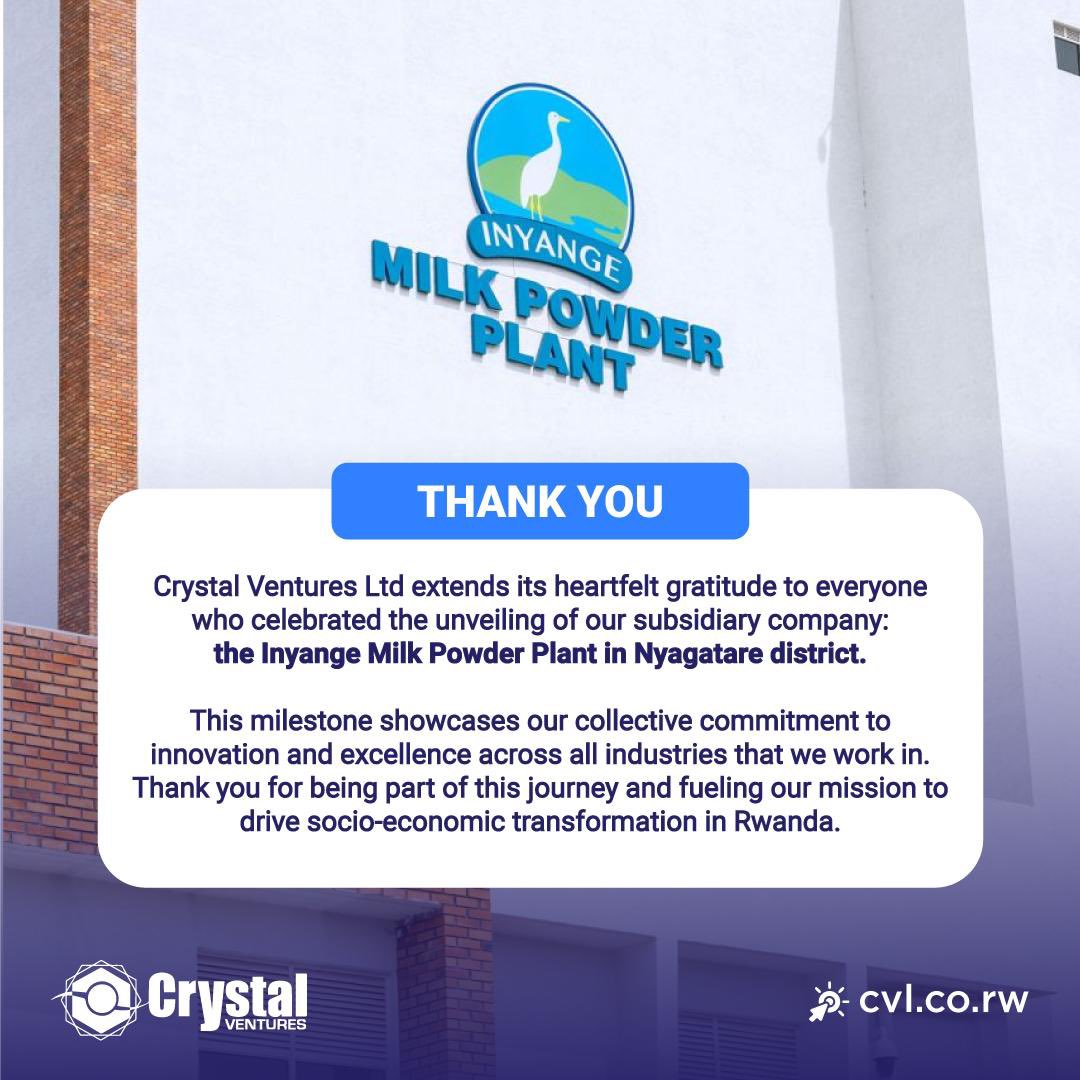 CVLRwanda's tweet photo. @CVLRwanda thanks you for celebrating the launch of the @AlwaysInyange Milk Powder Plant in Nyagatare.
Your support drives our commitment to innovation and Rwanda's growth.
#InnovationInRwanda
#AlwaysInyange
#InyangeMPP
#RWoX https://t.co/Zqkce4yKyX