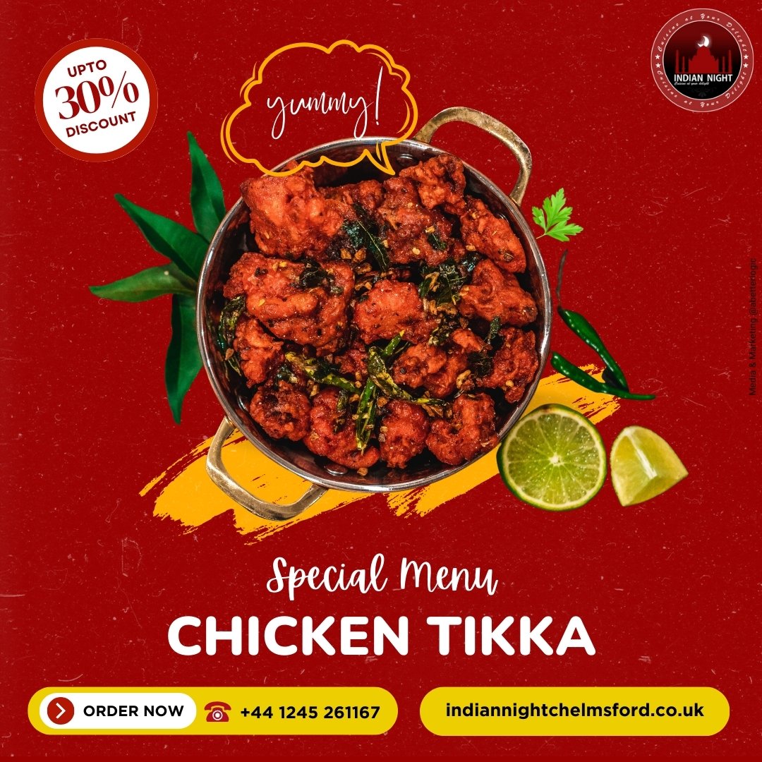 Indiannightc's tweet photo. Don’t miss out on our Chicken Tikka – marinated, grilled, and bursting with flavor. Only at Indian Night Restaurant. 🍗✨

Up to 30% OFF on takeaway and delivery orders every Thursday and Sunday! ✨

Order Online: https://t.co/p7FwmCFkwk

#IndianNight #ChickenTikka #SpecialMenu https://t.co/zY5pcCuiTt