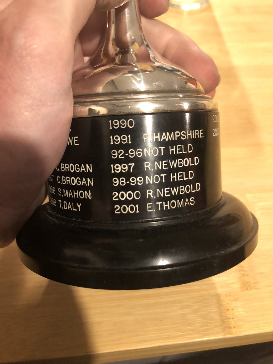 simoit's tweet image. Preparing the trophies for tonight’s @vphthac Track Mile, first run in the 1930s and last held over 20 years ago. A few old stars on the men’s trophy @NewboldRj 🤓 I’m pleased we’ve finally got a women’s trophy in place as well