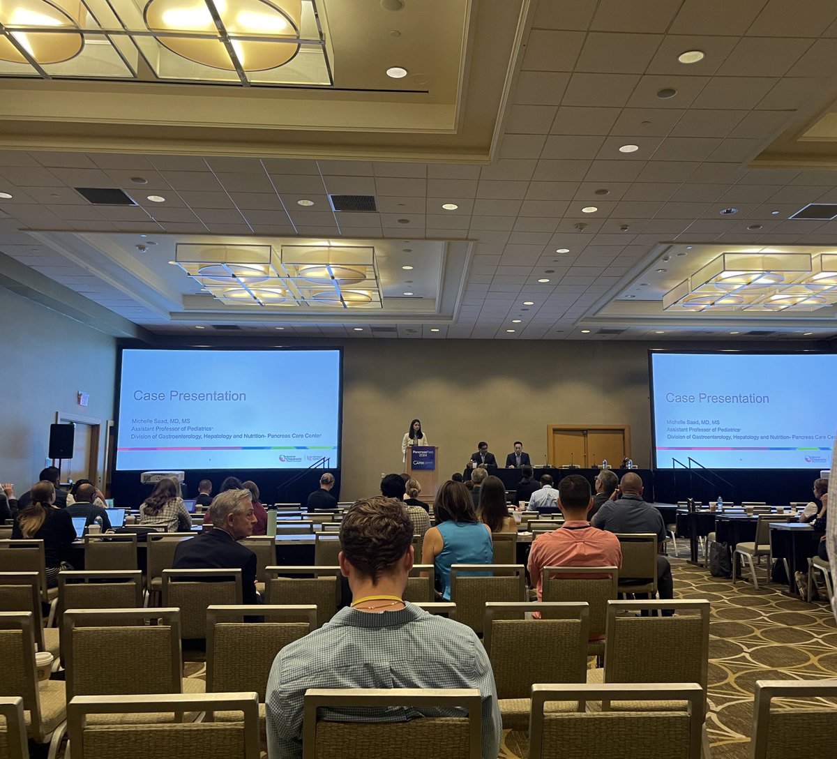 cincykidspcc's tweet photo. @MichelleSaadMD presenting her case study at #PancreasFest24 on myeloid sarcoma of #pancreas in #pediatrics. One patient’s story can change the outcome for future care! Strong work! Great insight from @MaisamHaijaMD &amp; @AndrewTroutMD. @CAPERpancreas @CincyKidsGastro @CincyKidsRad https://t.co/hlMPwsyWUk