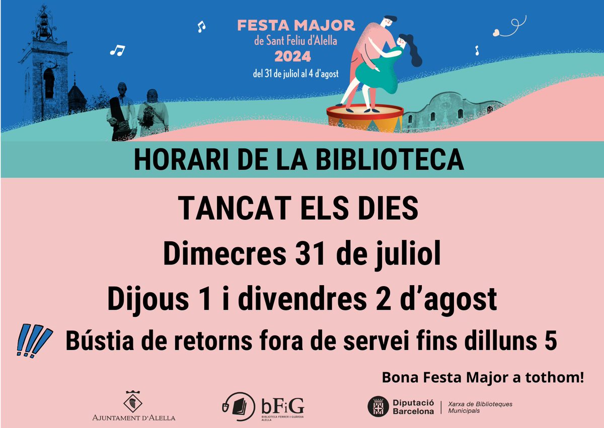Festa Major 2024 - Horari biblioteca i servei bústia retorns