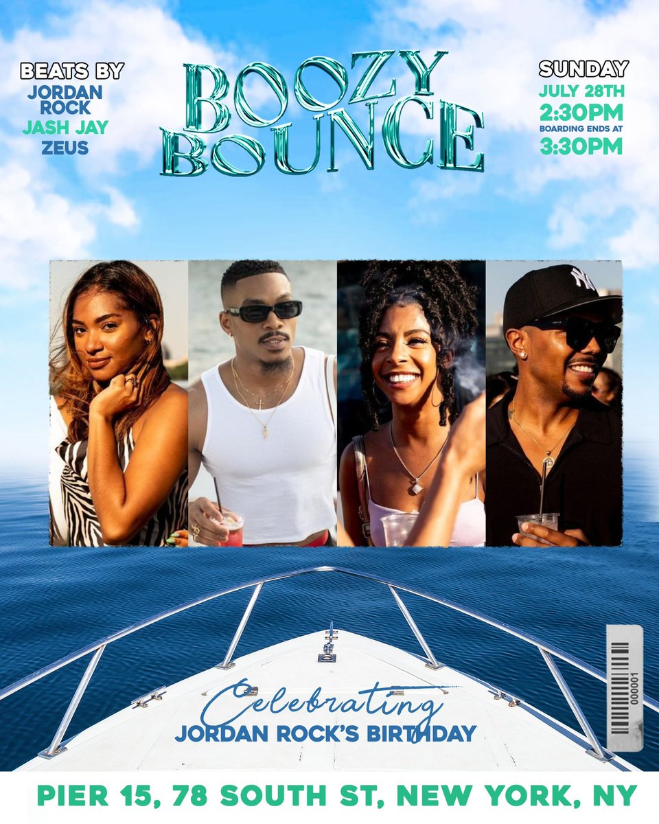 It's LEO SZN🦁

We're celebrating our DJ <a href="/_airJordans_/">jordan rock</a> this Sunday at the BOOZY BOUNCE YACHT PARTY🛥️

2:30 - 7:00PM

Beats by <a href="/_airJordans_/">jordan rock</a> x <a href="/TheJASHJAY/">JASH JAY</a> x <a href="/earthtozeus/">Fe-ΖEUS Universe ™ ⚡️</a> 🎶

🎟️: BOOZYBOUNCE.COM
