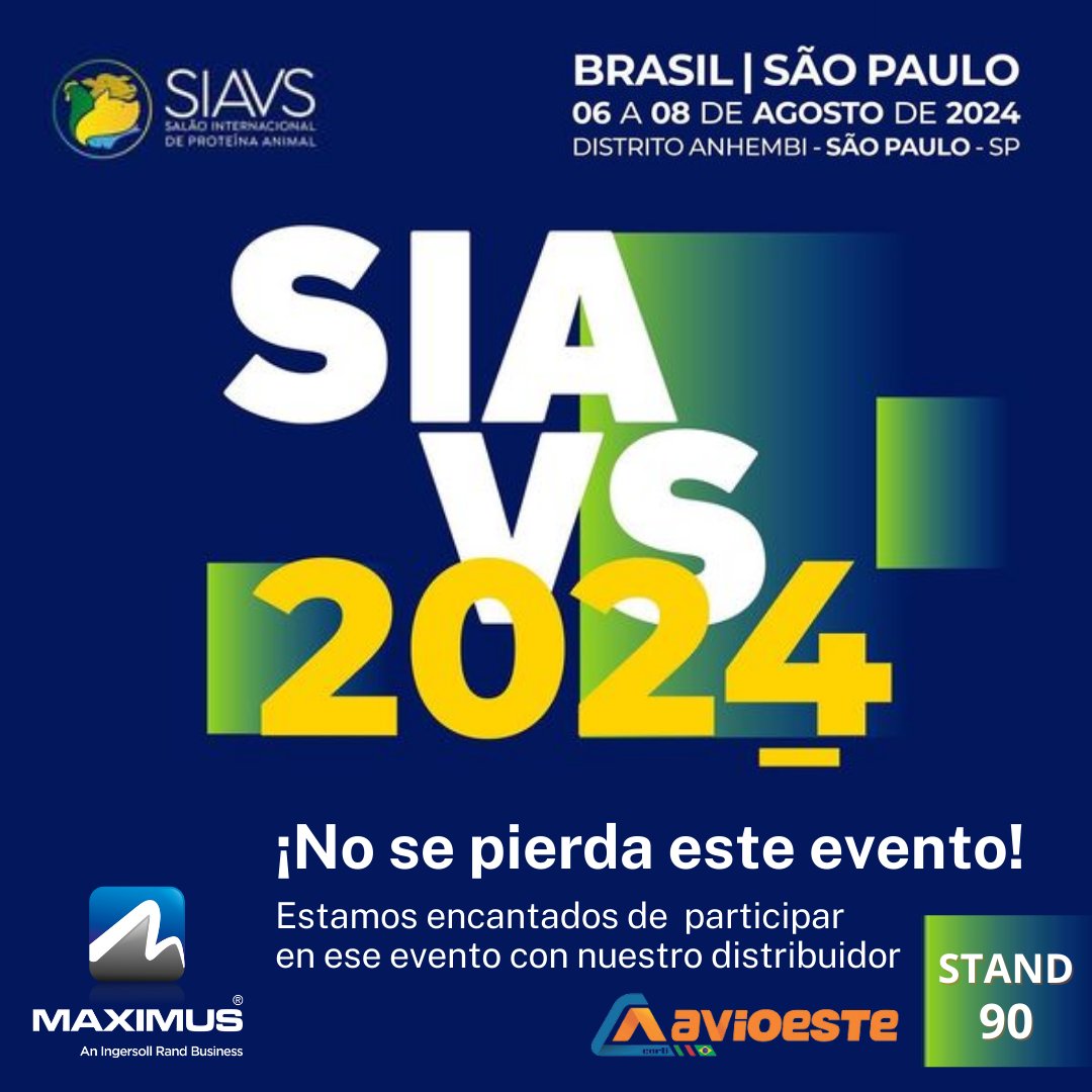 ¡No se pierda el evento avícola y porcino de Brasil!
El <a href="/Siavsbr/">Siavs</a> es cada vez más relevante, promoviendo un encuentro de expertos, innovadores y líderes del sector agroindustrial. MAXIMUS está encantada de participar en este evento con nuestro distribuidor <a href="/AvioesteCorti/">Corti AVIOESTE</a>. Stand 90