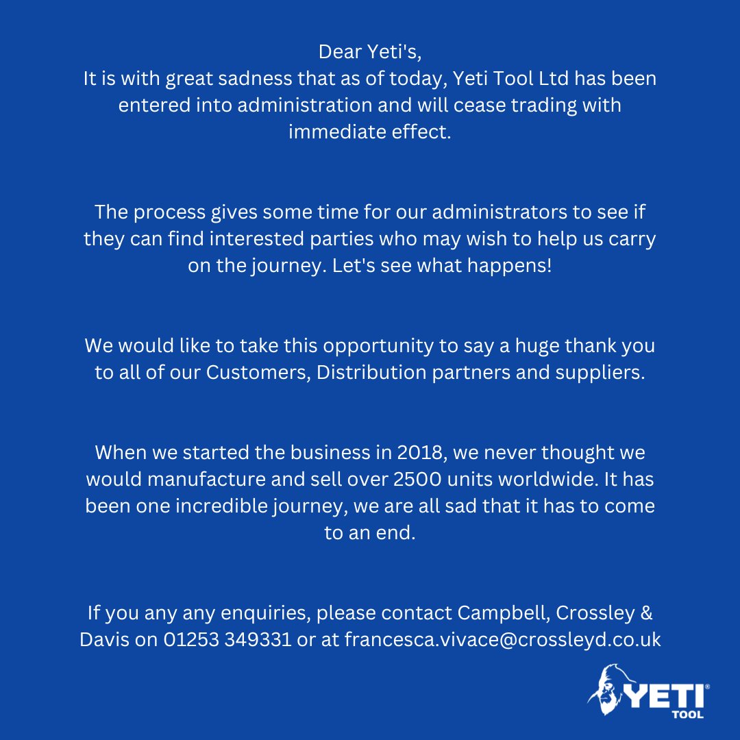 Yeti Tool Ltd tweet media