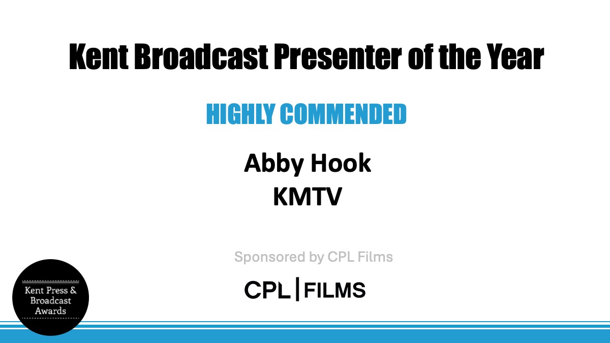 #KPBA Highly Commended Kent Broadcast Presenter of the Year, sponsored by <a href="/CPLFilms/">CPL Films</a>, is <a href="/abby__hook/">Abby Naomi-Kay Hook</a> of <a href="/KMTV_Kent/">KMTV</a>