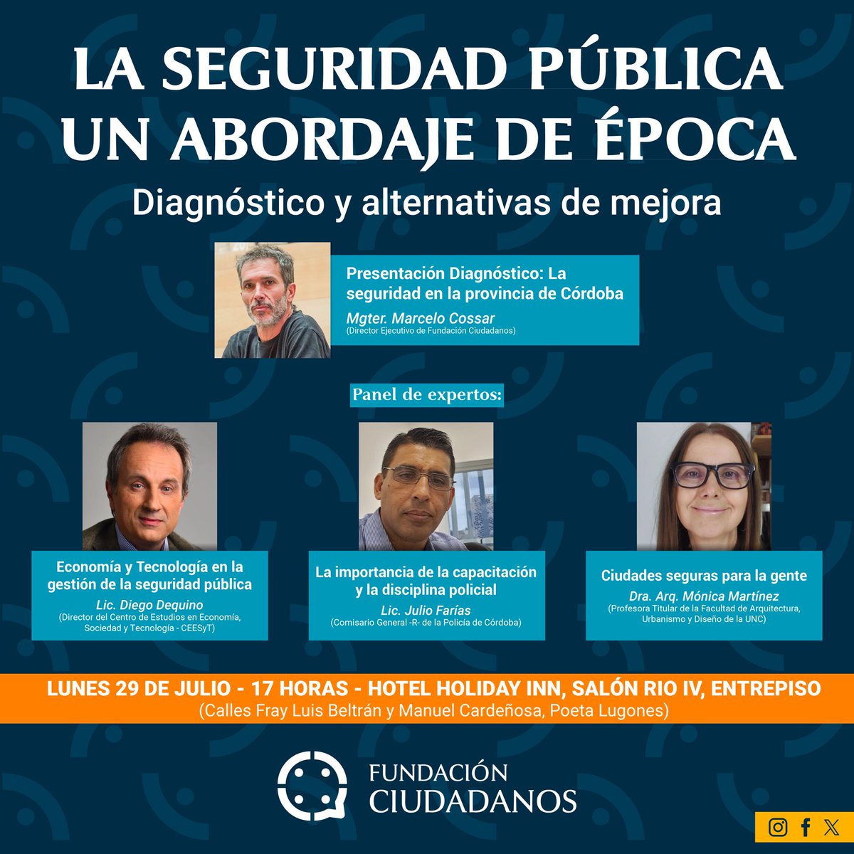 📌 LA SEGURIDAD PÚBLICA CON UN ABORDAJE DE ÉPOCA

Este lunes 29 a las 17hs desde <a href="/FundCiudadanos/">Fundación Ciudadanos</a> presentamos diagnóstico, datos, ideas y propuestas, con diversos enfoques y miradas sobre la seguridad en Córdoba. 

¡Estás invitado!
👉🏼 Inscripciones forms.gle/UjbYBD83c2ZrWy…