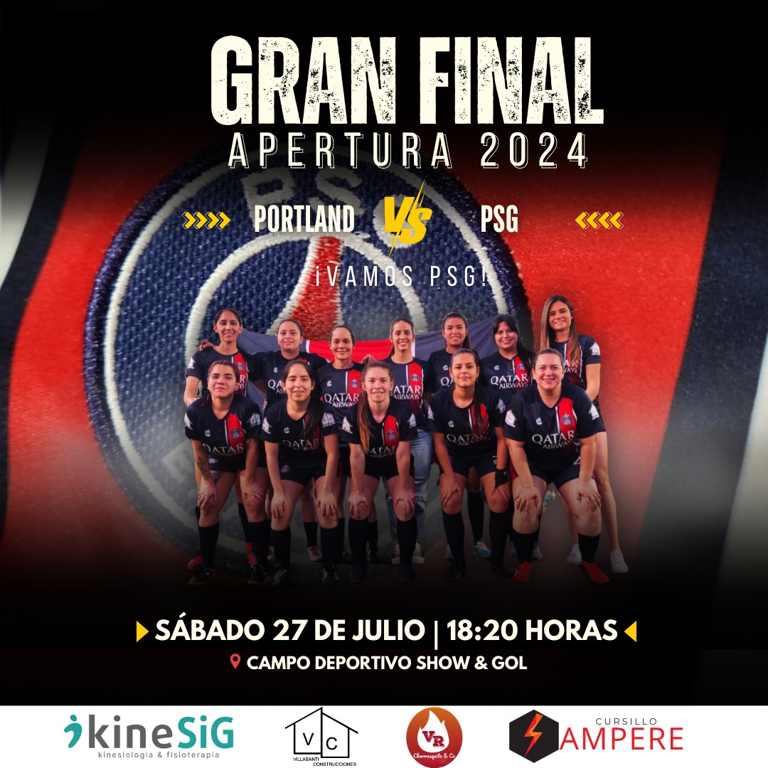 psg_exactn's tweet photo. GRAN FINAL APERTURA 2024✨
⚽ Portland vs PSG
📆 Sábado 27 de Julio
🕛 18:20hs
📍Campo Deportivo Show & Gol
¡¡JUNTAS, ÚLTIMO PASITO!! 💪🏻❤️
¡¡VAMOS PSG!!
#vamospsg🔴🔵
#finalisima
#exactn
#apertura2024 https://t.co/c5cMkxpmlf