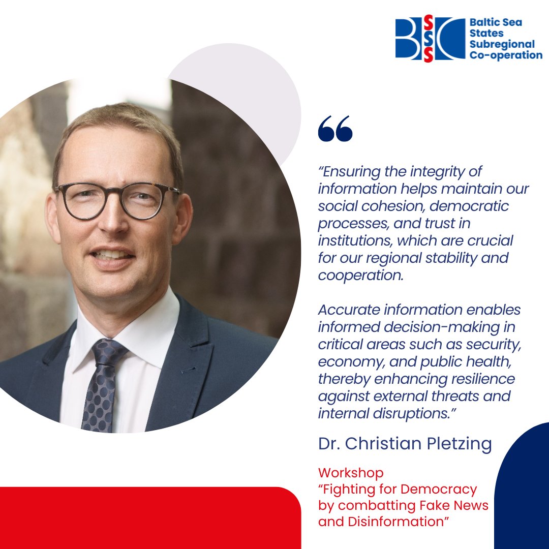 WS "Fighting for Democracy by Combating Fake News and Disinformation"📰
🗝️-aspect: The rise of disinformation &amp; the EU’s policy responses.
🌊Importance for the BSR: Geopolitical sensitivity &amp; resilience against disinformation.
🔭Expect: Fact-checking and social media strategies.