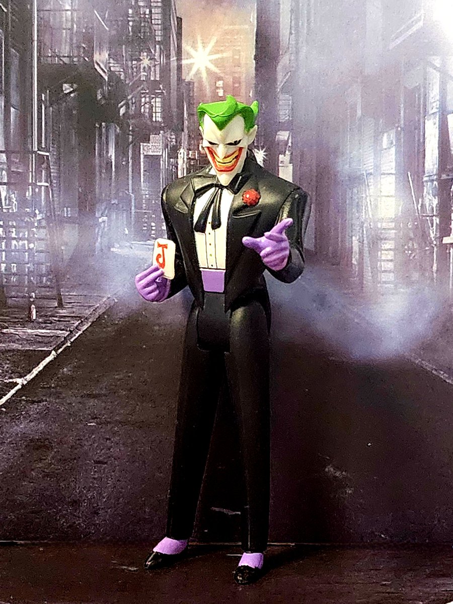 SwChamp's tweet photo. "Compare me to Batman? I've got more style. More brain. I'm certainly a better dresser!" Today's #ActionFigureoftheDay is this @Mattel 2003 Justice League Unlimited Joker . This iconic animated Joker voiced by @MarkHamill is perhaps one of the best renditions of the Joker. https://t.co/jerqIhabqL