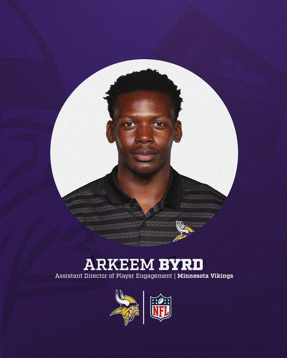 Mell Byrd (@byrdarkeem5) on Twitter photo Excited for the opportunity to join the <a href="/Vikings/">Minnesota Vikings</a> as the Assistant Director Player Engagement
#Skol Excited for the opportunity to join the <a href="/Vikings/">Minnesota Vikings</a> as the Assistant Director Player Engagement
#Skol
