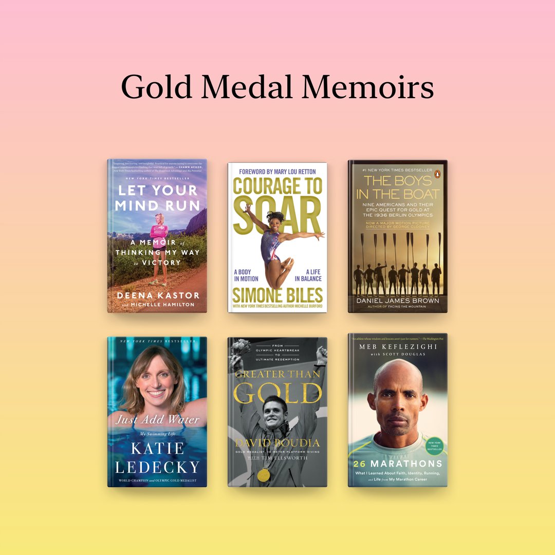 Apple Books (@applebooks) on Twitter photo Dive into the minds of champions like <a href="/katieledecky/">Katie Ledecky</a>. 🌊 Race through inspirational memoirs like <a href="/runmeb/">meb keflezighi</a>'s. 🏃♂️
Join some of the world’s finest athletes as they share their journey of going for the gold in these extraordinary memoirs. 🥇
apple.co/GMM Dive into the minds of champions like <a href="/katieledecky/">Katie Ledecky</a>. 🌊 Race through inspirational memoirs like <a href="/runmeb/">meb keflezighi</a>'s. 🏃♂️
Join some of the world’s finest athletes as they share their journey of going for the gold in these extraordinary memoirs. 🥇
apple.co/GMM