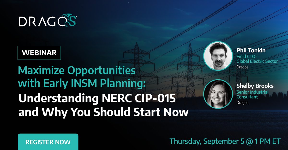 DragosInc's tweet photo. ๐ฃ Don't miss our upcoming webinar on Sept 5th with Dragos #electric industry experts discussing NERC CIP-015 compliance and the benefits of early adoption. Learn how the #DragosPlatform can help! ๐ Register now โ https://t.co/gtAbYh0t7w #ICSsecurity #OTsecurity #NERCCIP #INSM https://t.co/REpIz1Abac