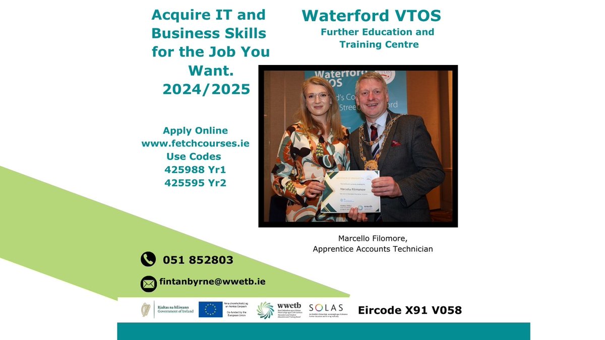 New Applications Welcome.. Click on Link to Apply fetchcourses.ie/course/finder.……Information Technology &amp; Business Administration. Ref:425988/426976 #Excel #business #SagePayroll #databasemethods #Manualaccounts #computerisedaccounting #CreateYourOwnJob #Interviewskills #WWETB