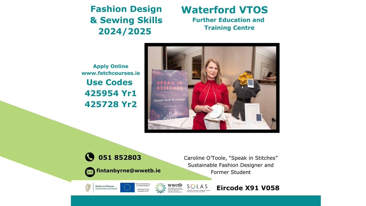 New Applications Welcome for Fashion Design &amp; Sewing Skills  2024/2025 Click on Link to Apply and enter code  Ref: 425954/425728 fetchcourses.ie/course/finder... #Fashion #garmentconstruction🧵 #Embroidery #Patterndrafting Communications  #designer #business #architecturaldesign