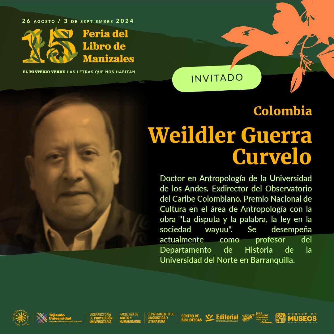 <a href="/yorija/">Weildler Guerra Curvelo</a> se suma a la lista de invitados que estarán en el <a href="/CCUSalmona/">CCU Rogelio Salmona</a> del 26 de agosto al 1 de septiembre.

Etiqueta a esa persona que quieres que te acompañe a los eventos de nuestra programación para que desde ya lo ponga en su agenda.

#MisterioVerde
#15FeriaDelLibroMzls