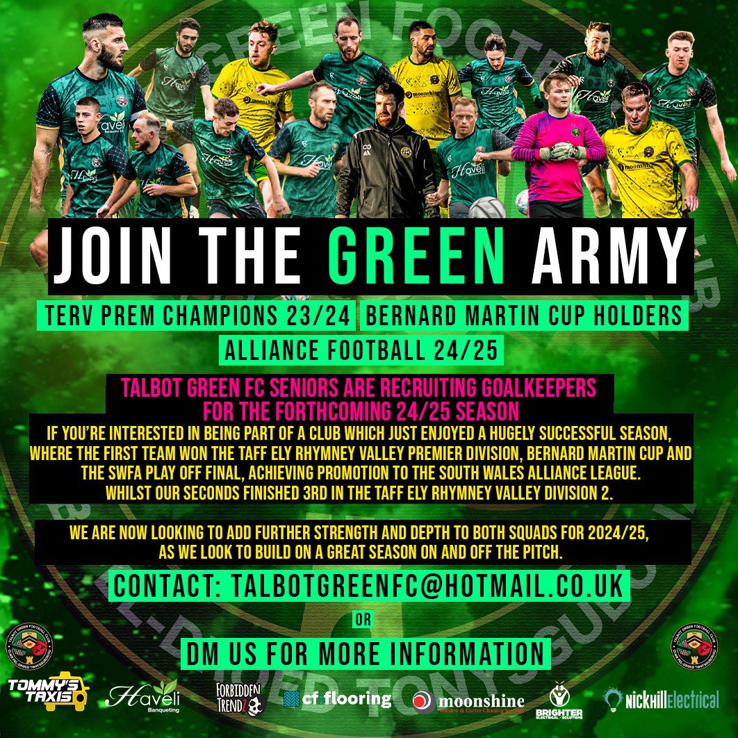 TalbotGreenFC's tweet photo. We are seeking a goalkeeper to join our Alliance squad. If you are interested please get in touch! @SouthWalesGK1 @SWPLInfo https://t.co/vGA8sF2TWE