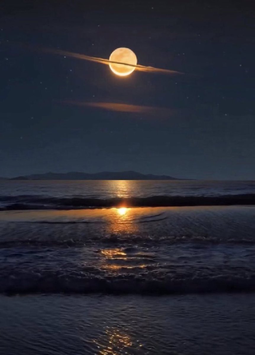 M1ONLOVER's tweet image. Moon dressed as Saturn.