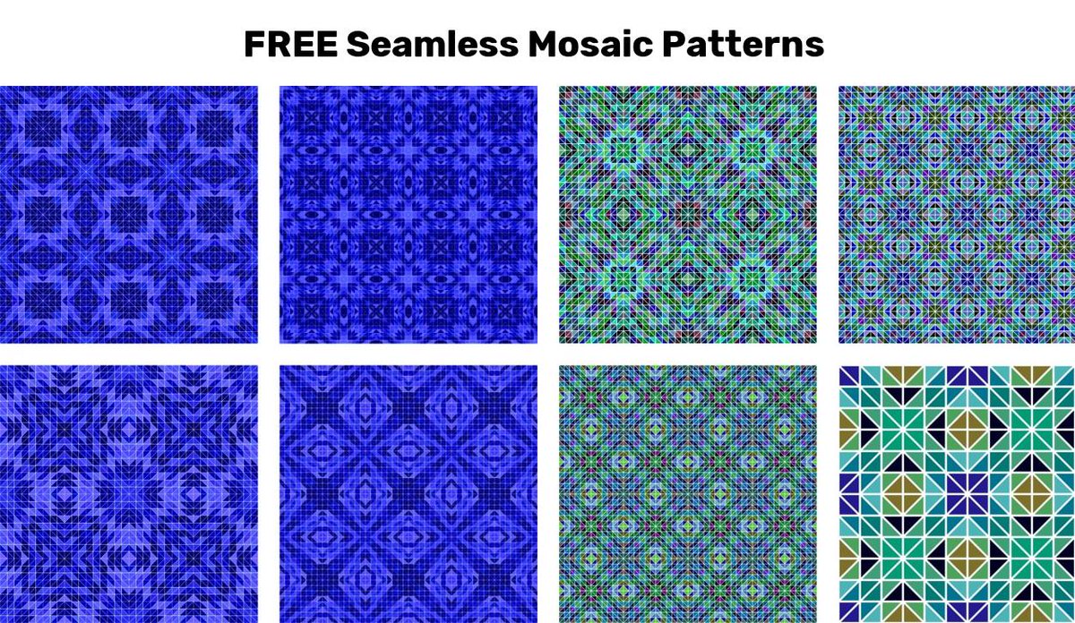 DavidZydd's tweet photo. FREE Seamless Mosaic Patterns  https://t.co/qCAPw23zM8 #FreeVectorGraphic #FreeAsset #SeamlessPattern #FreePattern #SeamlessBackgrounds #FreeGraphic #giveaway #FreeVectorGraphics https://t.co/P23GZlLMID