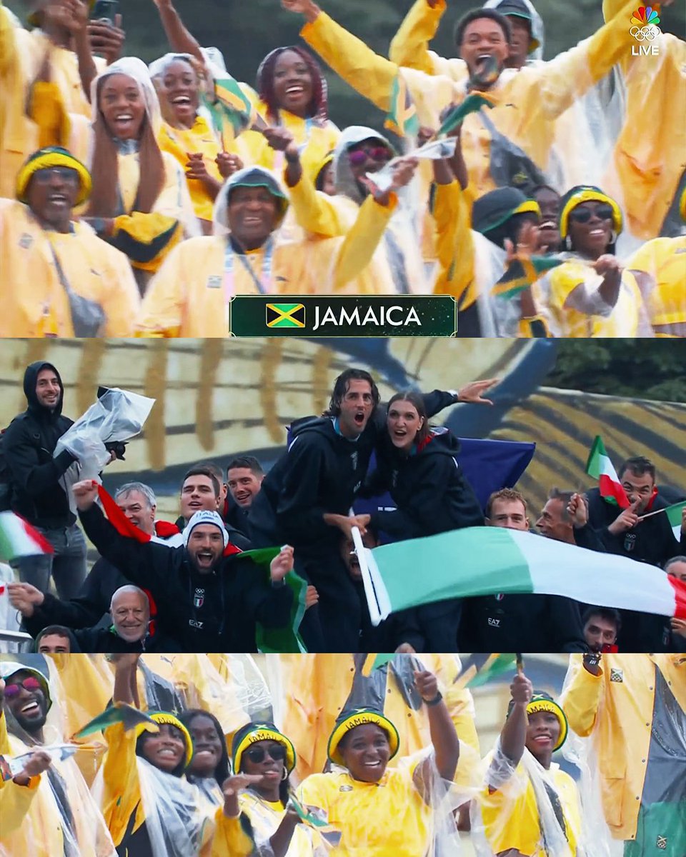 🇮🇹Italy and 🇯🇲Jamaica together has to be the most fun boat at the Opening Ceremony. 🎉

📺 #ParisOlympics Opening Ceremony on NBC and Peacock