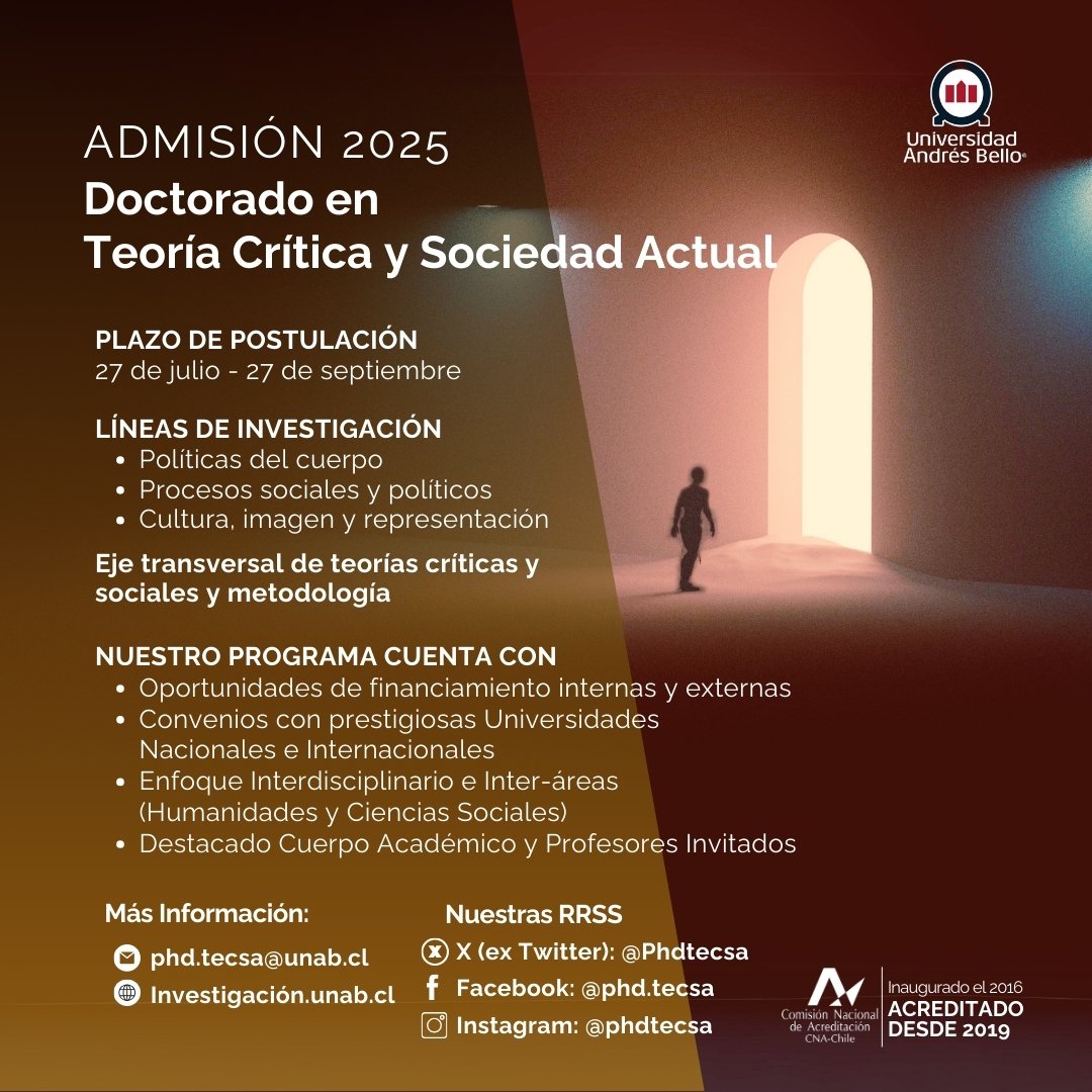 DocComUFROUACh's tweet photo. Postulación al programa Doctoral que dirige el Dr. Mauro #Basaure. La contemporáneidad Frankfurtiana en sus diversas "derivas", es un aporte fundamental en tiempos de #Antropoceno. DocComUFRO
@msalazar1955
@gmobastias
@PhdTecsa https://t.co/Y4ggcTknQP