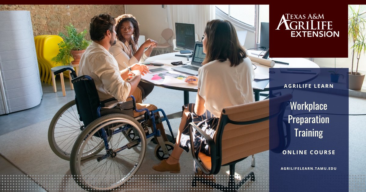 Do you work with people with intellectual and developmental disabilities? Workplace Preparation Training is a course designed to help with employment preparation. Earn 3 hours of CPE credits from TEA. Learn more at tx.ag/ALWorkplacePrep #AgriLifeLearn