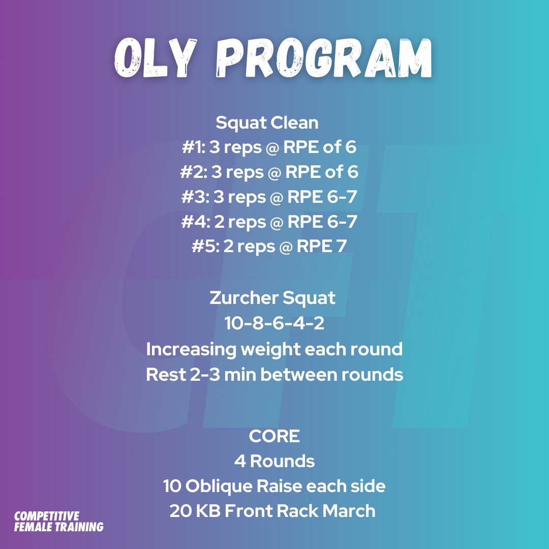 compfemaletrng's tweet photo. From our Oly Program! Want to see what lifting 5 days a week and focusing on your positions can do to all things Olympic Weightlifting?

Come join us- https://t.co/Z6iuk8foCT https://t.co/yQTZVdsskj