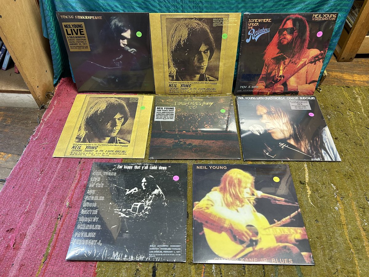 NormalsBooks's tweet photo. New #NeilYoung deep cuts at reasonable prices! Nothing soothes the mid-summer soul like Neil’s stripped down plaintive warbling or Crazy Horse fueled yowling. #BaltimoreRecordStore https://t.co/V6pS4ch3jq