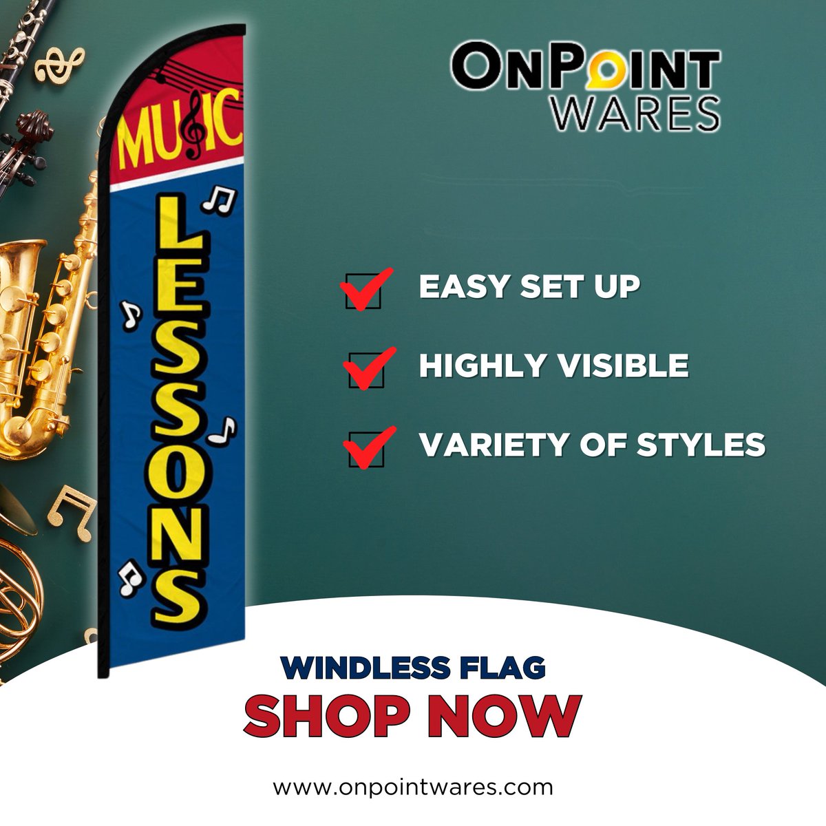 OnPointWares's tweet photo. Music Lessons flag available in Windless and Swooper
*Easy set up
*Highly Visible
*Durable https://t.co/DTLYqrwJ3t