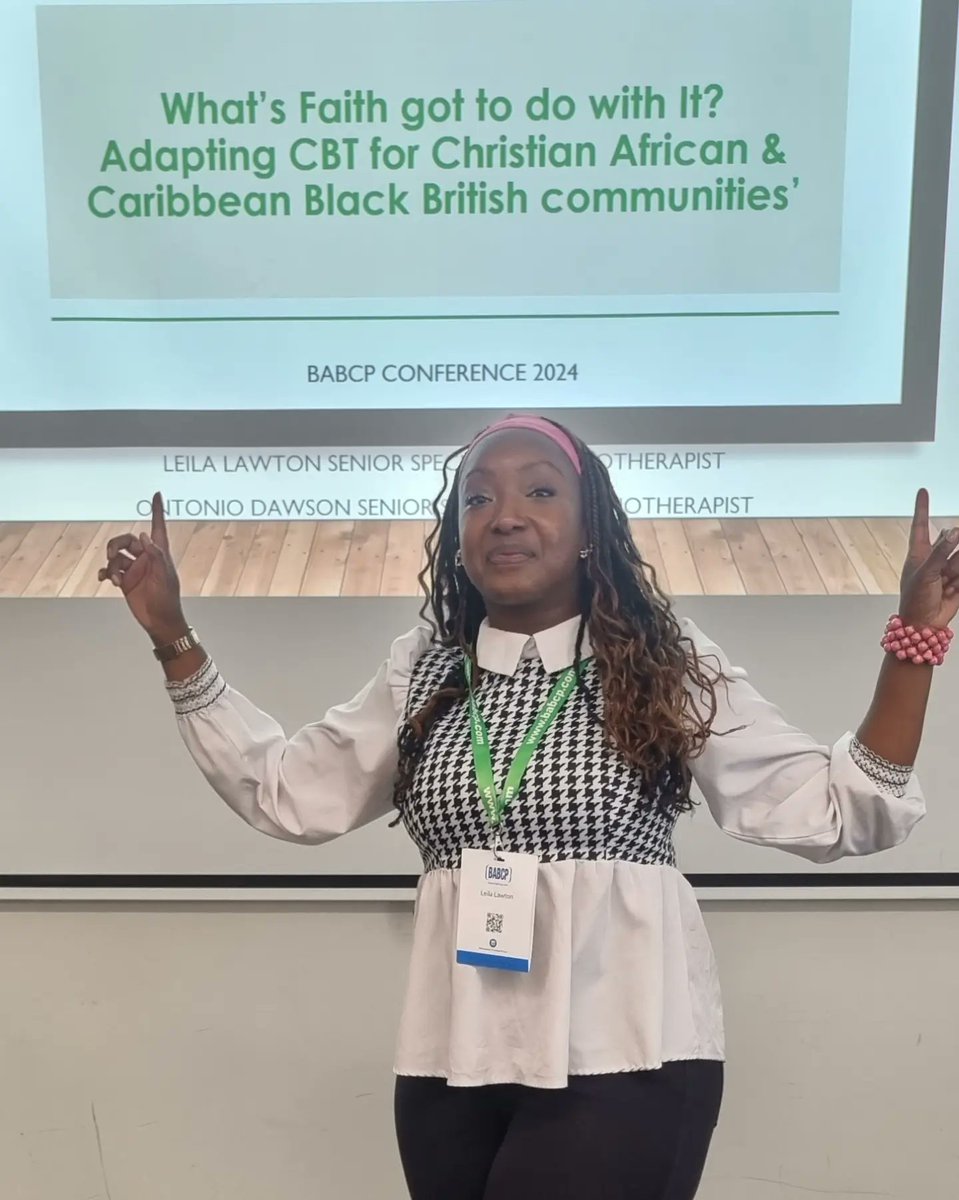 DawsonOntonio's tweet photo. What Does Faith Have to Do with It?
Yesterday, I had the esteemed privilege of conducting a workshop on a topic I am extremely passionate about with Leila Lawton  at the BABCP 52nd Conference: 'Adapting CBT for Christian African and Caribbean Black British Communities'.  
@BABCP https://t.co/911FT751hT