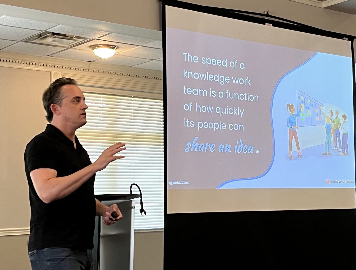 The speed of a knowledge work team is a function of how quickly its people can share an idea. ⁦<a href="/jonfazzaro/">Fazzaro</a>⁩