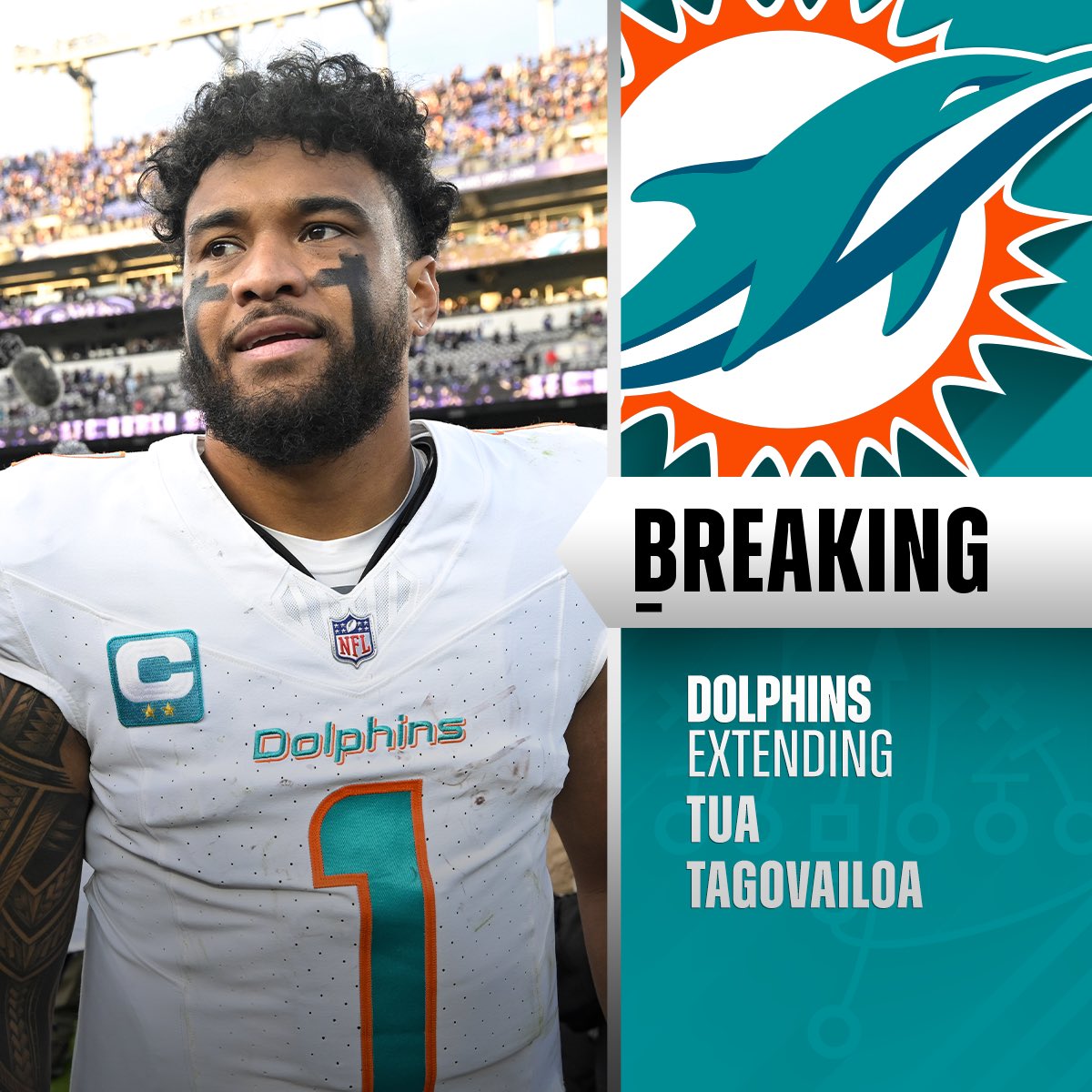 NFL (@nfl) on Twitter photo BREAKING: QB Tua Tagovailoa, Dolphins agree to terms on four-year, $212.4M extension. (via <a href="/RapSheet/">Ian Rapoport</a> + <a href="/MikeGarafolo/">Mike Garafolo</a>) BREAKING: QB Tua Tagovailoa, Dolphins agree to terms on four-year, $212.4M extension. (via <a href="/RapSheet/">Ian Rapoport</a> + <a href="/MikeGarafolo/">Mike Garafolo</a>)