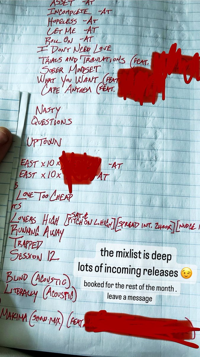 the mixlist is deep

lots of incoming releases 😉

booked for the rest of the month .

leave a message