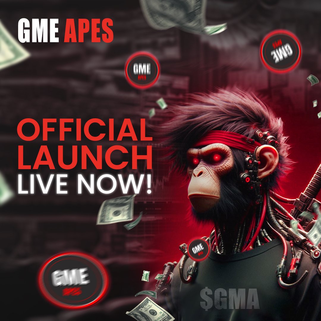 Listen up Apes! 
GMA APES is now live on Raydium! Get your $GMA now 🦍
Born from the Gamestop Saga, join the movement! 

CA:  FnZpPYNSbqVBXToy48kiki3z6vdG34aqxUoL2CeBmcL3

gmeapes.io

#MemeCoin #Solana #GME