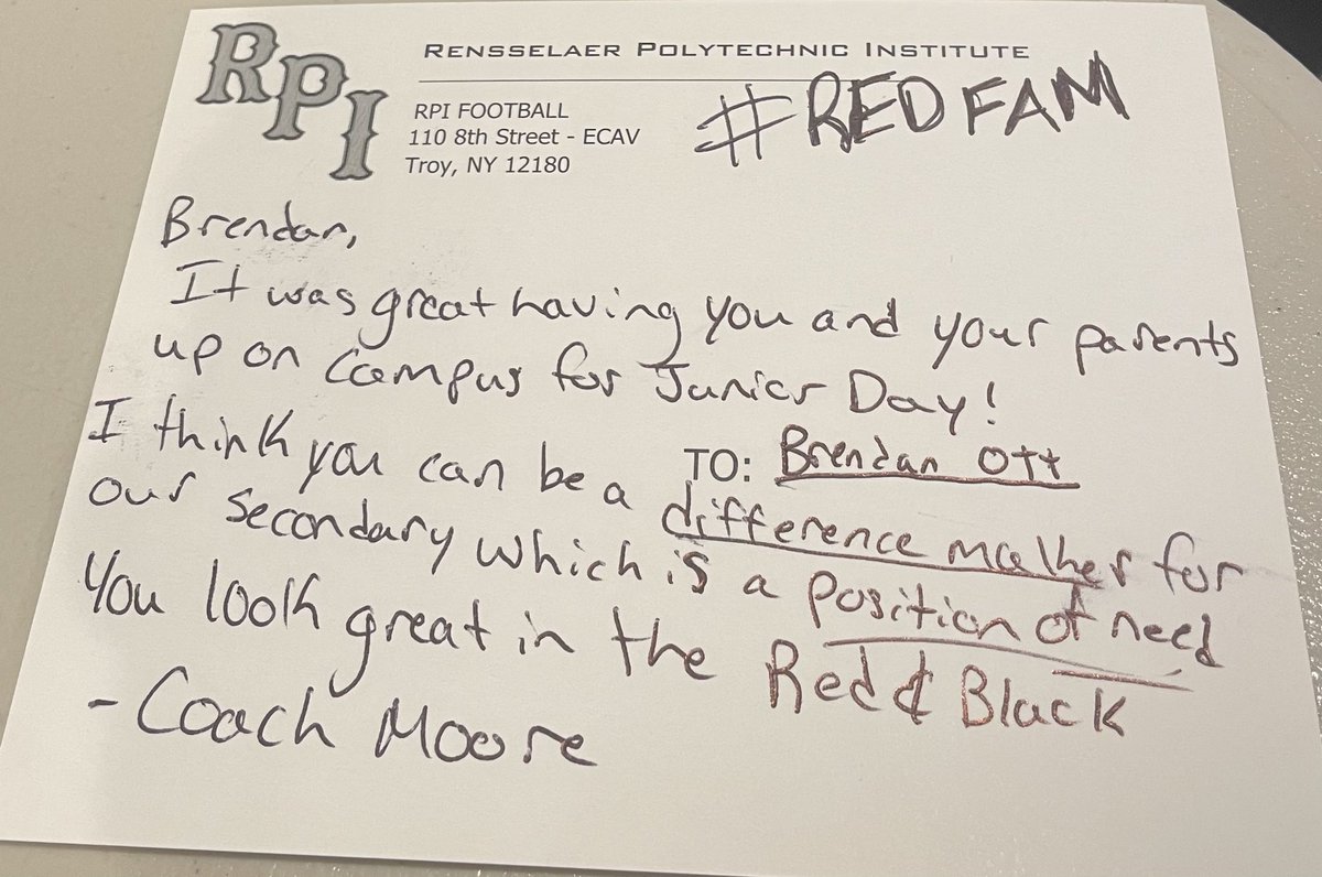 Thank you <a href="/CoachMoore_99/">Sean Moore</a> for the handwritten letter! Had an awesome time on campus!!