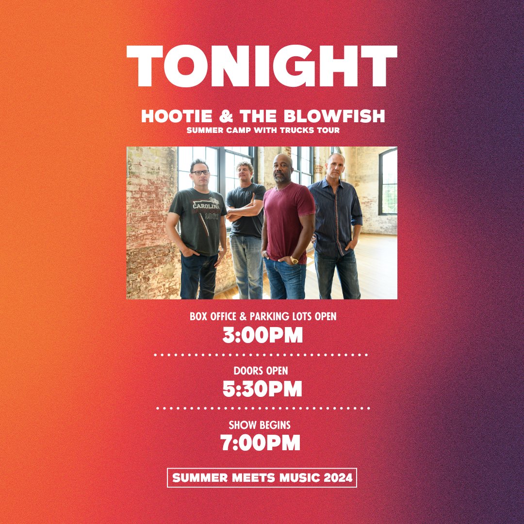 oakmtnamp's tweet photo. 🎵 TONIGHT (FRIDAY, 7/26) Hootie &amp; the Blowfish - Summer Camp with Trucks Tour with Collective Soul and Edwin McCain!

❓ More questions? Please visit our official venue website: https://t.co/w9bwGZLe8N https://t.co/qUDsbTuEfv