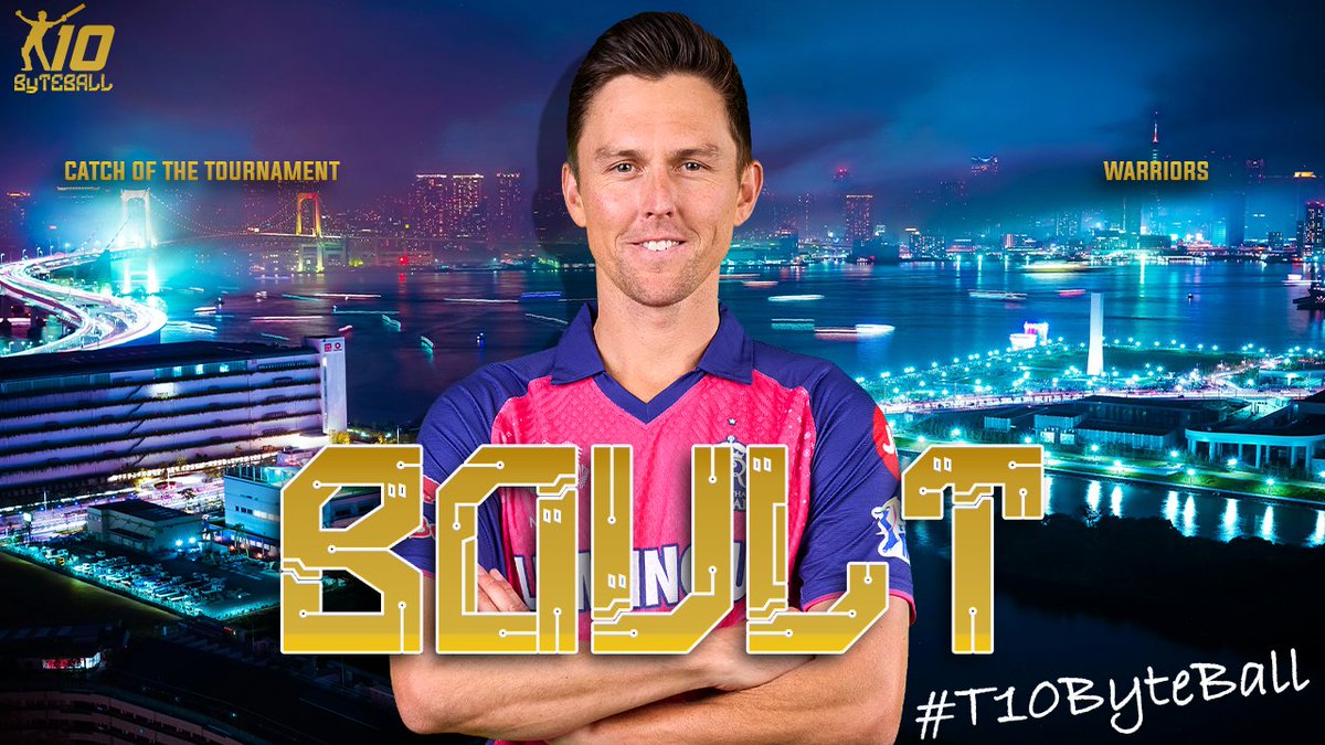 MatarAluTM's tweet photo. Trent Boult wins Catch of the Tournament Award he took of Marcus Stoinis of his own bowling (Match 9)
(#T10ByteBall, Final) https://t.co/YIVcWYZ86I