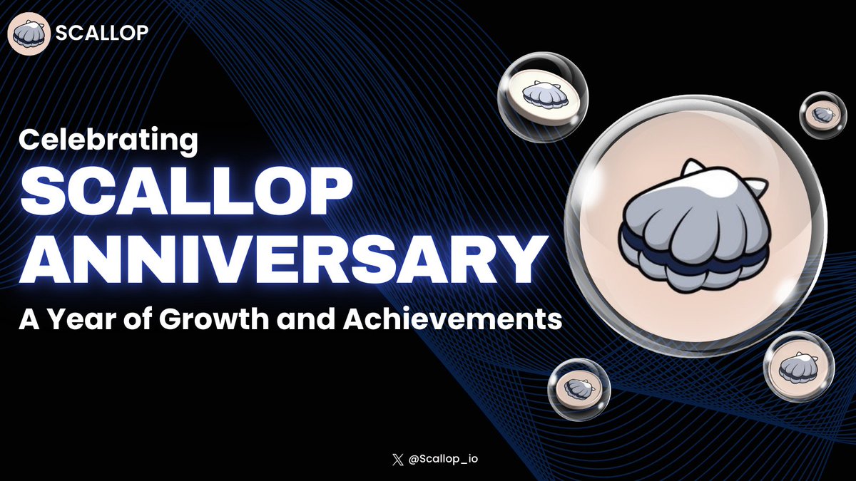 🐚SCALLOP MAINNET ANNIVERSARY🐚

GM Scallopers!

This month marks a significant milestone for Scallop as we have hit our One Year Anniversary on Sui!

We have came a long way since our first launch, achieving significant growth for both TVL and our community🤝

We would like to